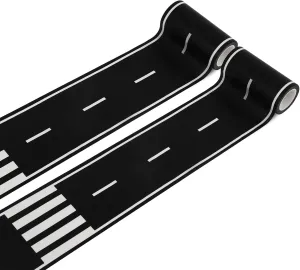 Black Road Track Tape,Toy Car Tape Track for Kids,Race Cars Decorations for Kids Birthday Party, 33" x 4" Each Roll (2 Roll, Road)