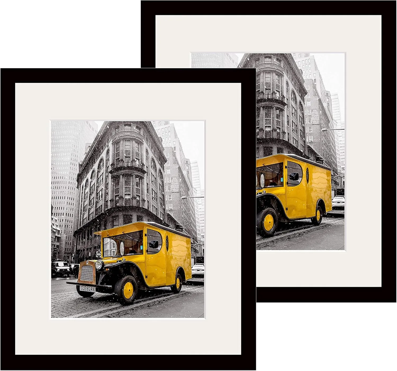 Black Solid Wood 16x20 Picture Frame, Handmade Seamless Finish with 11x14 Mat, 2MM Reinforced Glass, Wall Mount for Horizontal or Vertical Display, Pack of 2