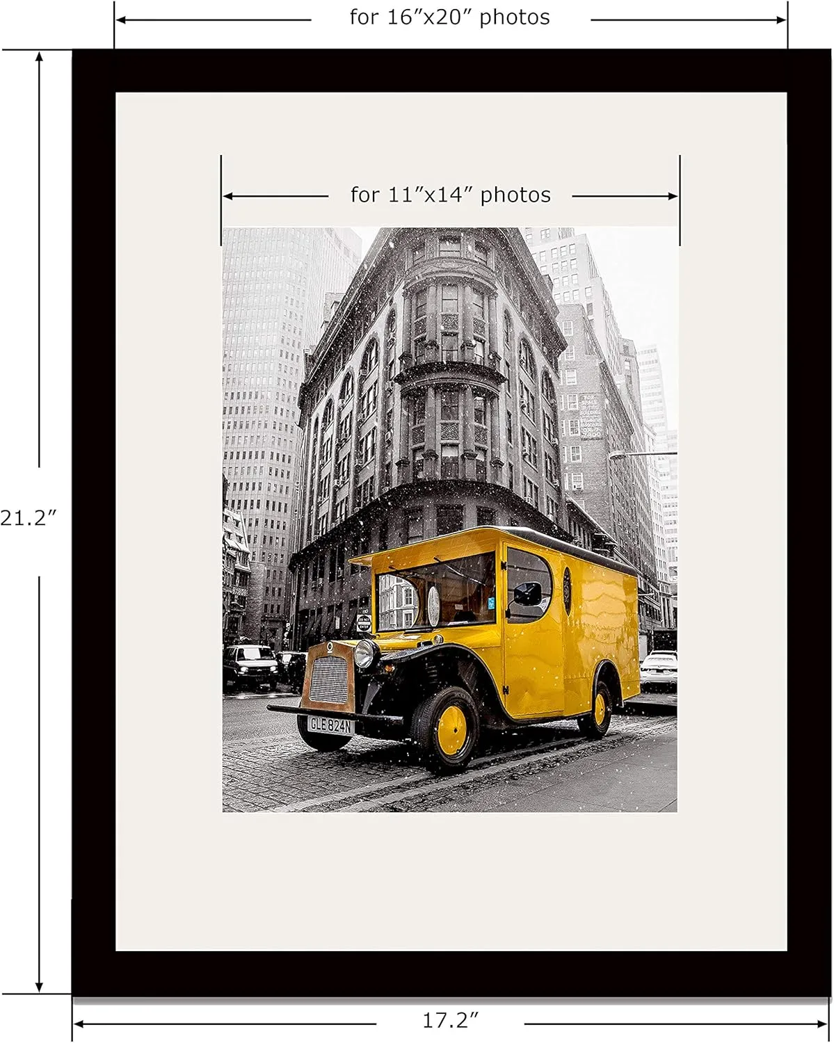 Black Solid Wood 16x20 Picture Frame, Handmade Seamless Finish with 11x14 Mat, 2MM Reinforced Glass, Wall Mount for Horizontal or Vertical Display, Pack of 2