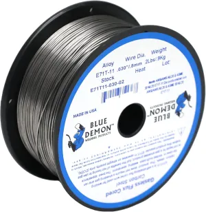Blue Demon E71T-11 X .030 X 2LB Spool gasless flux core welding wire, 0.03, Silver