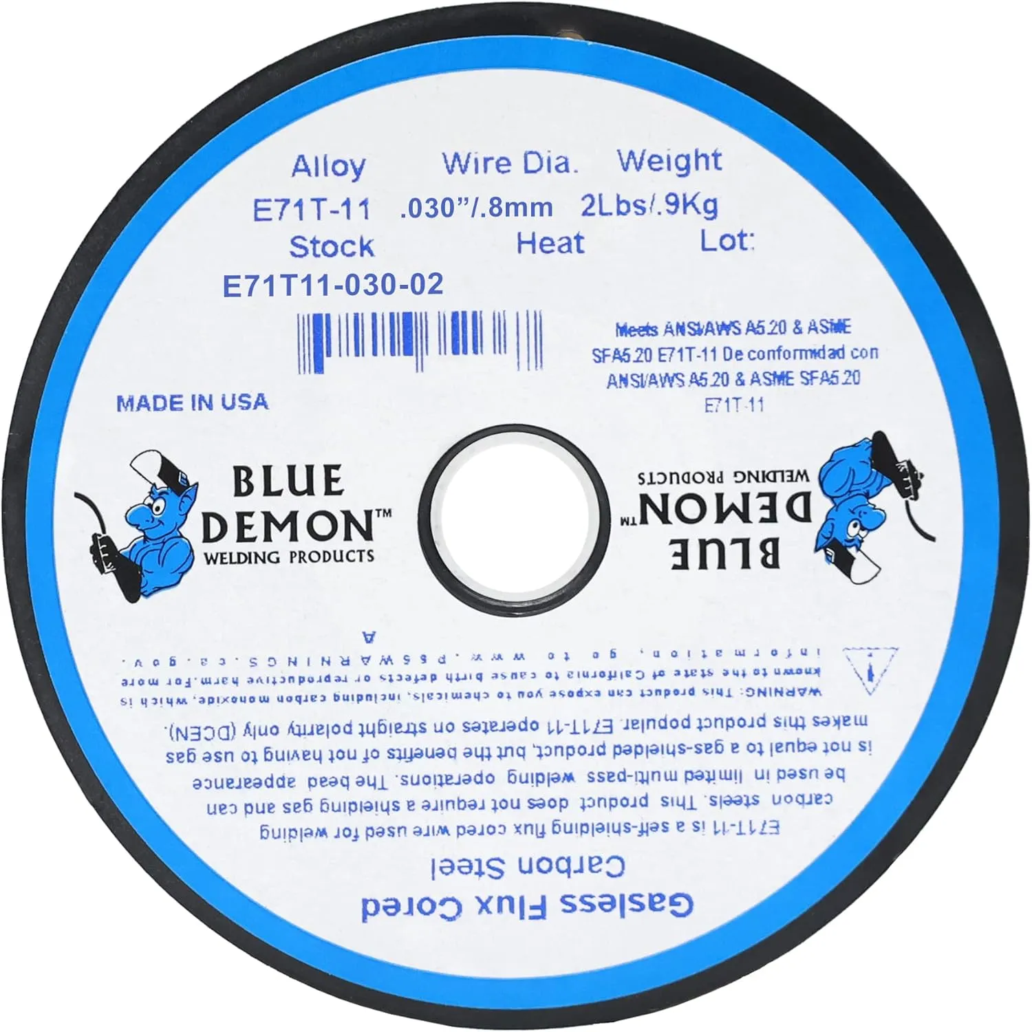 Blue Demon E71T-11 X .030 X 2LB Spool gasless flux core welding wire, 0.03, Silver