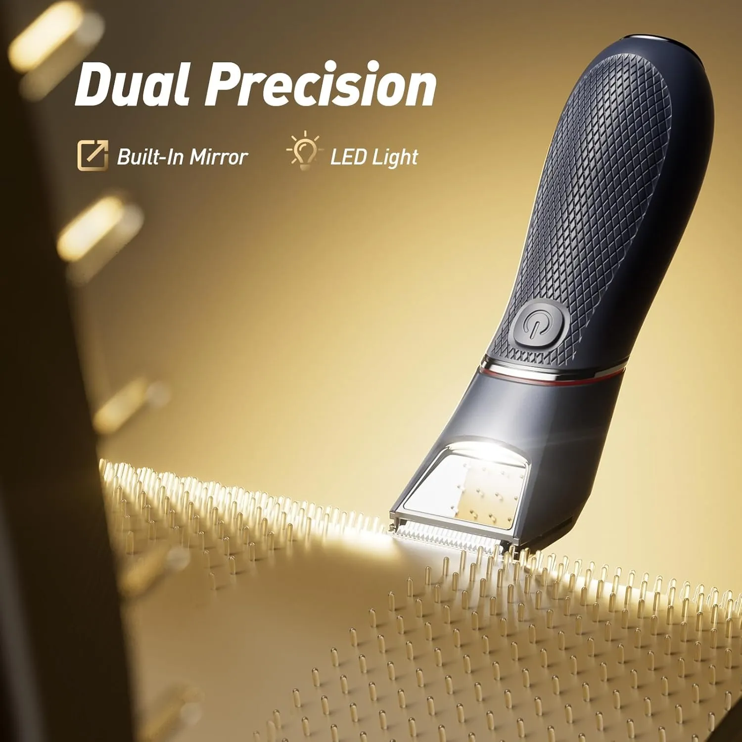 Body Hair Trimmer for Men: Pubic Hair Trimmer with Mirror & LED Light - Electric Ball Shavers with Ceramic Blades & Travel Lock - Body Groomer IPX7 Waterproof Wet/Dry Use for Groin/Legs/Chest