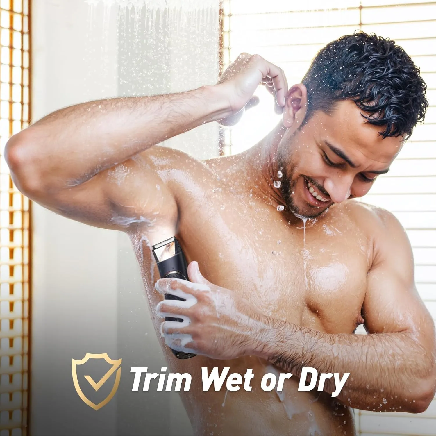 Body Hair Trimmer for Men: Pubic Hair Trimmer with Mirror & LED Light - Electric Ball Shavers with Ceramic Blades & Travel Lock - Body Groomer IPX7 Waterproof Wet/Dry Use for Groin/Legs/Chest