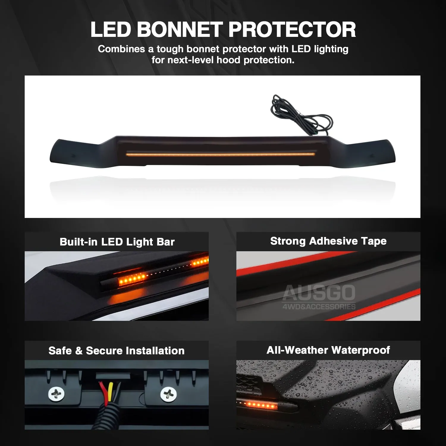 Bonnet Protector with LED Light for Toyota Land Cruiser 100 LandCruiser 100 LC100 1998-2007