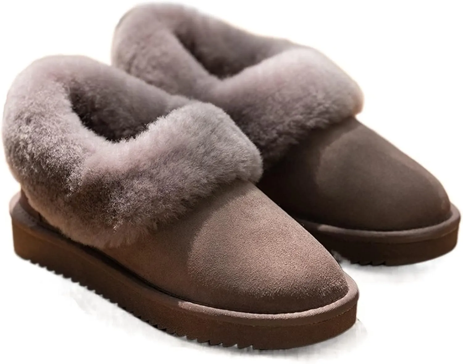 Boots For Women Winter light snow boots Women's waterproof sheepskin leather natural wool fur lined ankle warm flat shoes