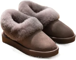 Boots For Women Winter light snow boots Women's waterproof sheepskin leather natural wool fur lined ankle warm flat shoes
