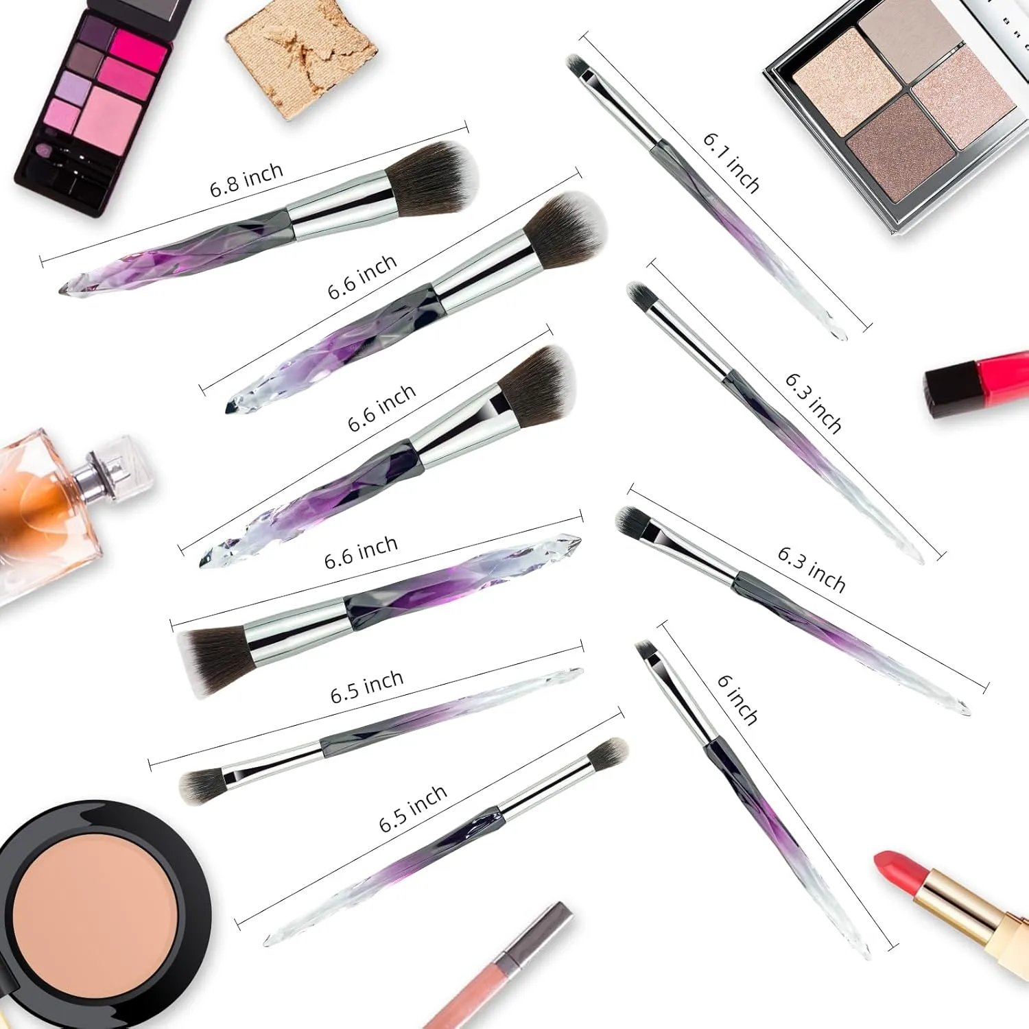 Brush set make up,Makeup Brushes, 10PCs Professional Cosmetic Brush Set Special Shiny Foundation Face Powder Brush Eyeshadows Blending Blush Brushes(Color:Purple)