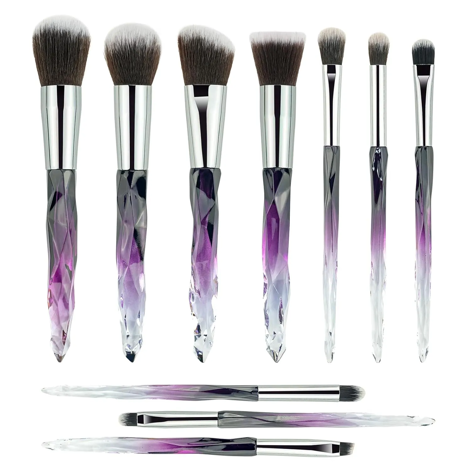 Brush set make up,Makeup Brushes, 10PCs Professional Cosmetic Brush Set Special Shiny Foundation Face Powder Brush Eyeshadows Blending Blush Brushes(Color:Purple)