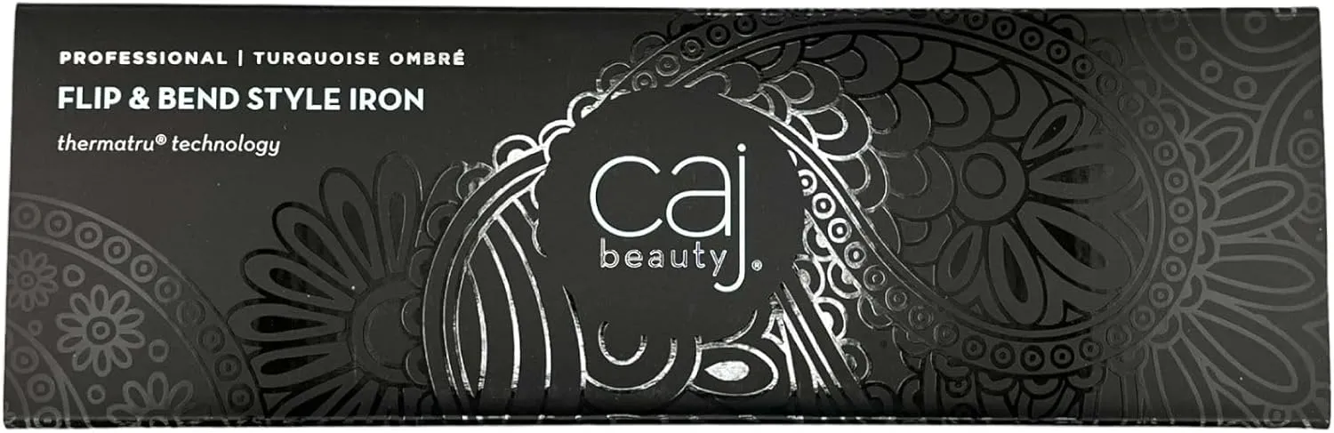 CAJ Beauty Flip & Bend Style Iron in Turquoise Ombre, Thermatru Technology, 1" Titanium Floating Teeth Comb, Automatic Shut-Off, Color-Coded LED Lights for Easy Temperature Indication