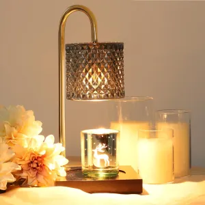 Candle Warmer Lamp, Candle Lamp Wax Warmer Heating Lamp, Timer & Dimmer 7-Levels, Fits Cup Jar Candles, Candle Top Melting, Crystal Candle Heater Lamp for Scented Wax, Elegant Home Decor, Black Glass