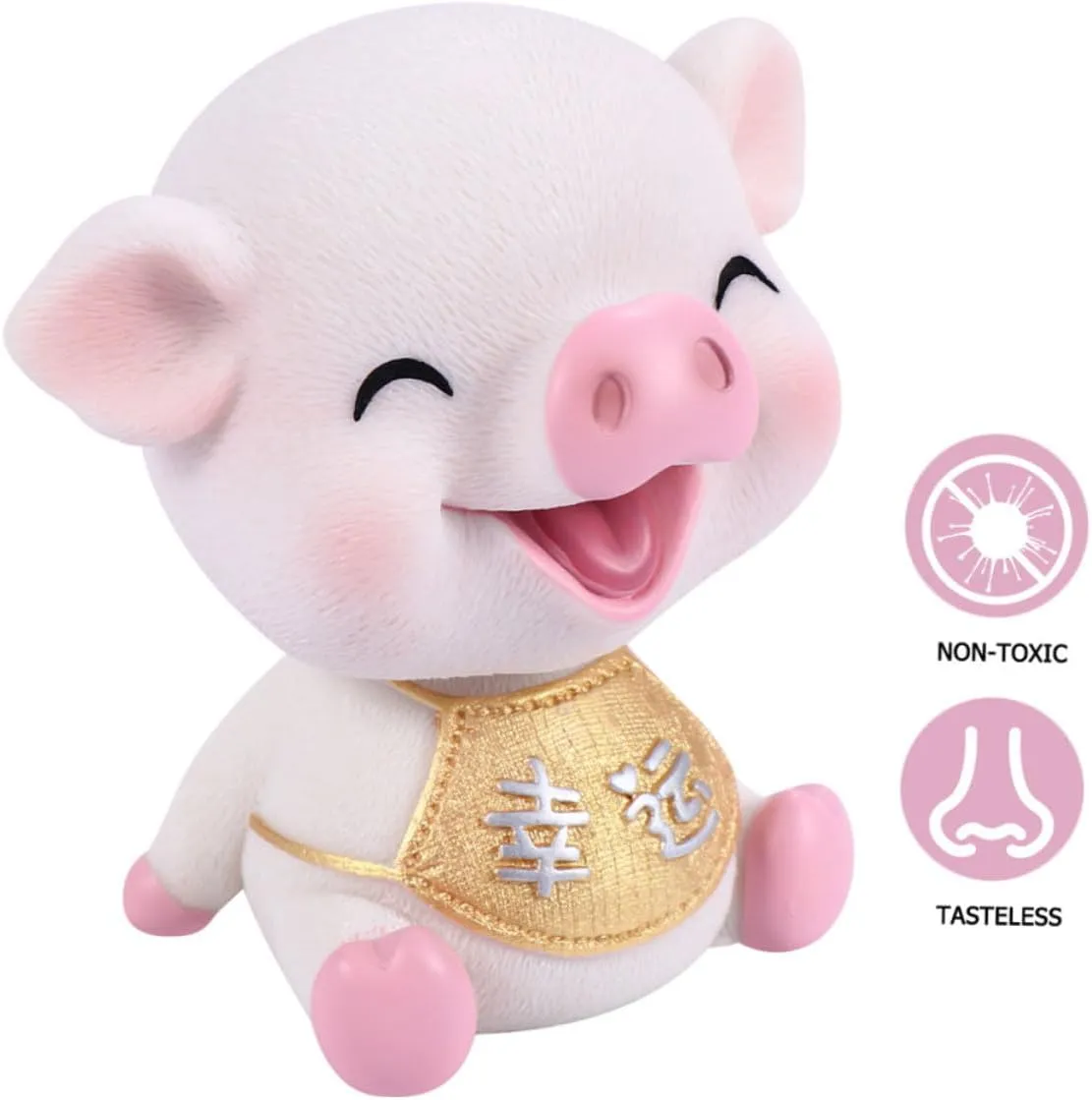 Car Ornament Shaking Head Pig Resin Dashboard Decor Car Interior Mini Decoration Squinting Pig for Luck