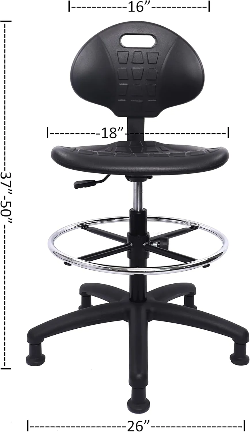 Chair Master - ESD Anti Static Ergonomic Polyurethane Chair Adjustable Height Heavy Duty Easy to Clean for Research, Laboratory and Cleanroom (Glides, Tall Stool)