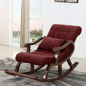 Chair Nordic Wood Rocking Chair,Recliner in The Elderly Chair Adult Sofa Leisure Balcony Easy Chair (Red)