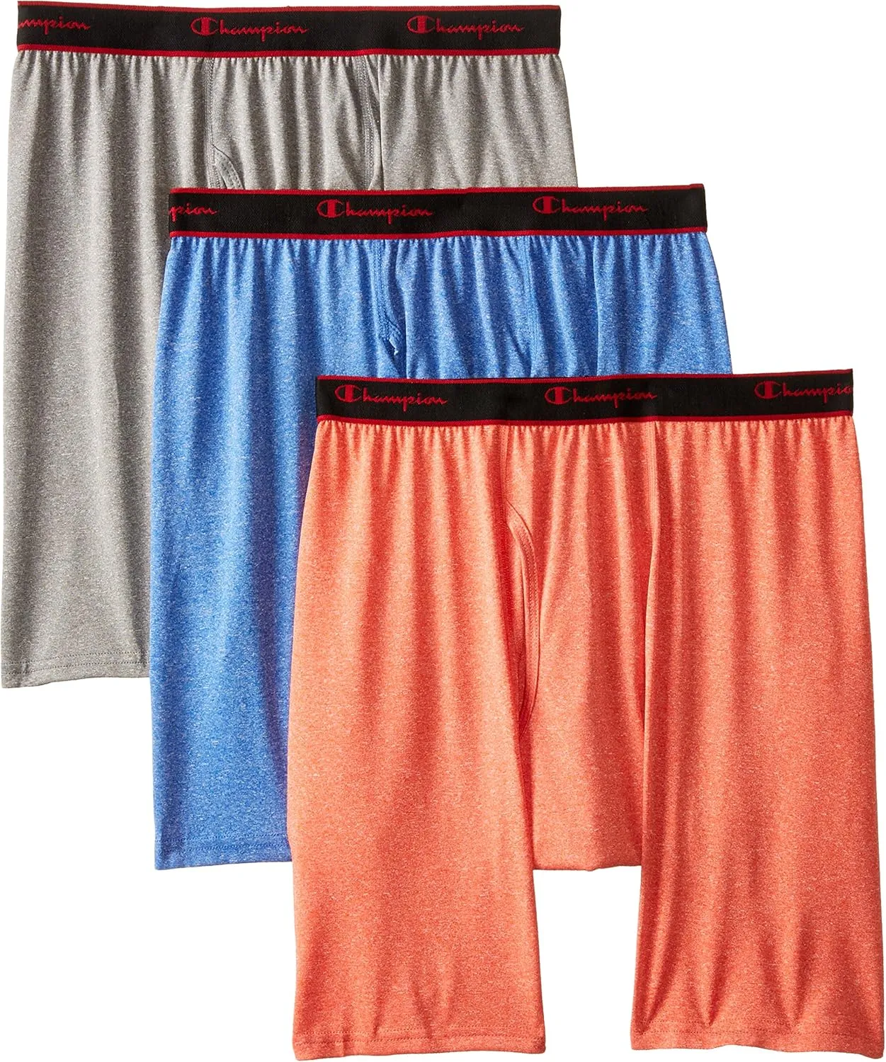 Champion Men's Cotton Moisture-Wicking Performance Stretch Boxer Briefs, 3-Pack