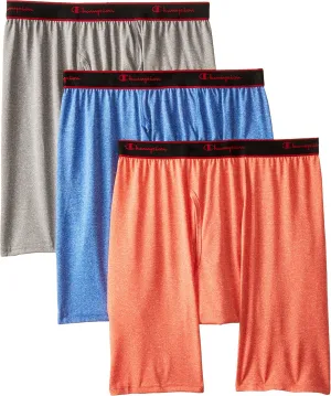 Champion Men's Cotton Moisture-Wicking Performance Stretch Boxer Briefs, 3-Pack
