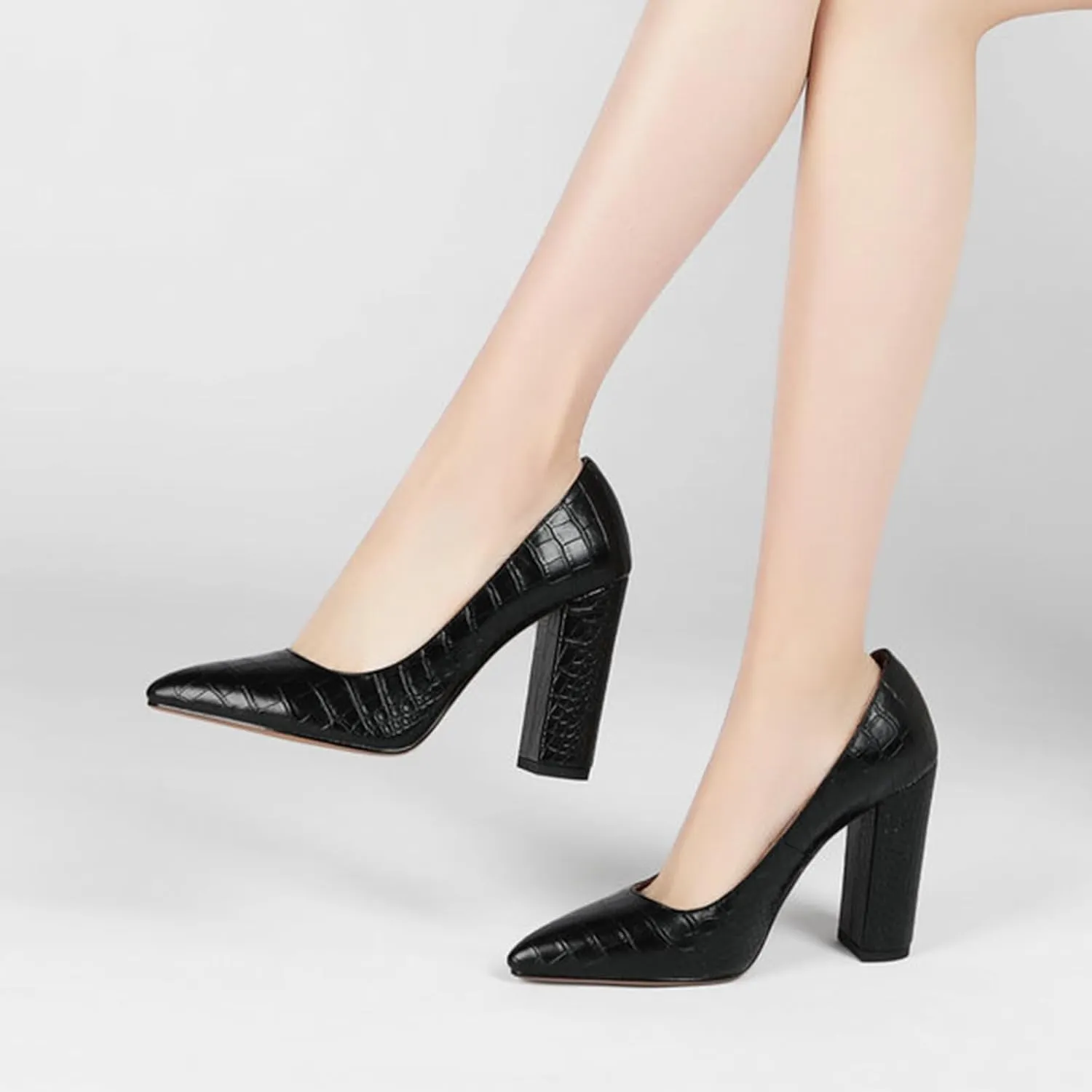 Chunky Heel Pumps for Women Pointed Closed Toe Slip On High Heel Formal Dressy Shoes Leather Suede Party Event Wedding Prom Office