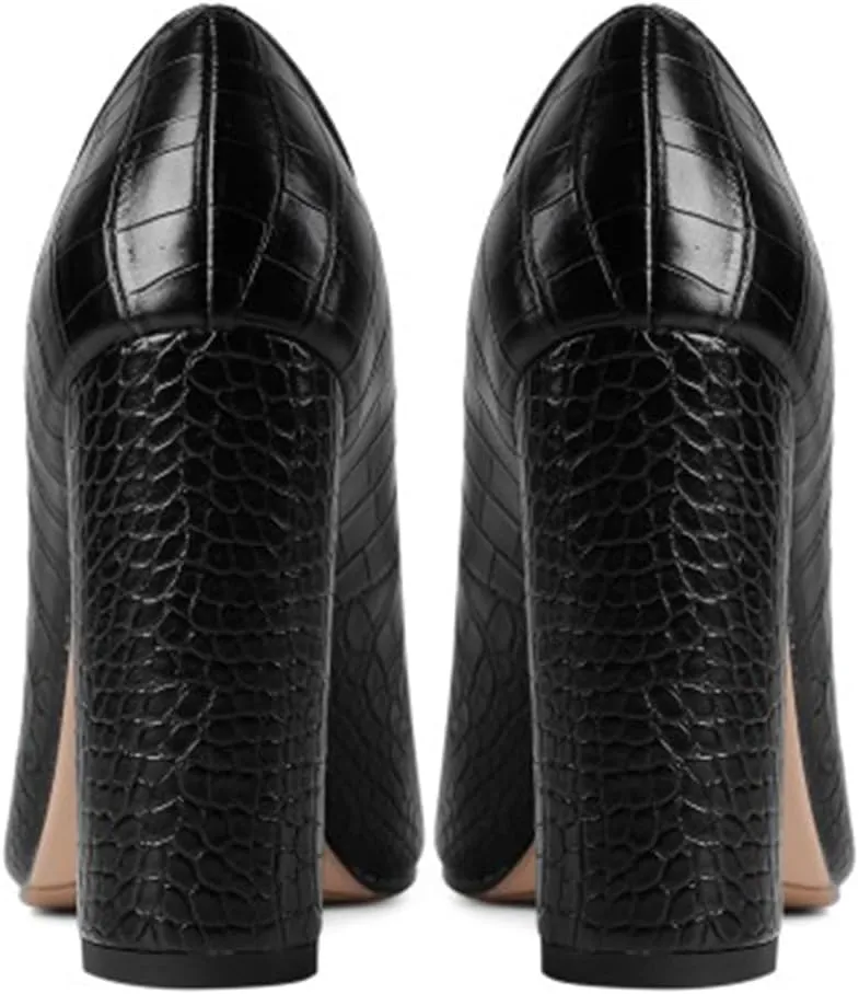 Chunky Heel Pumps for Women Pointed Closed Toe Slip On High Heel Formal Dressy Shoes Leather Suede Party Event Wedding Prom Office