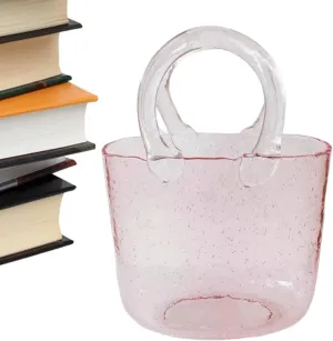 Clear Hand Bag Shaped Vase - Fish Bowl with Bubble, Transparent Handbags Vases | Cute Vase Centerpieces Fish Bowl, Hand Bag Unique Flower Vase Decorative Wide Mouth Bubble Vase for Table Decorations