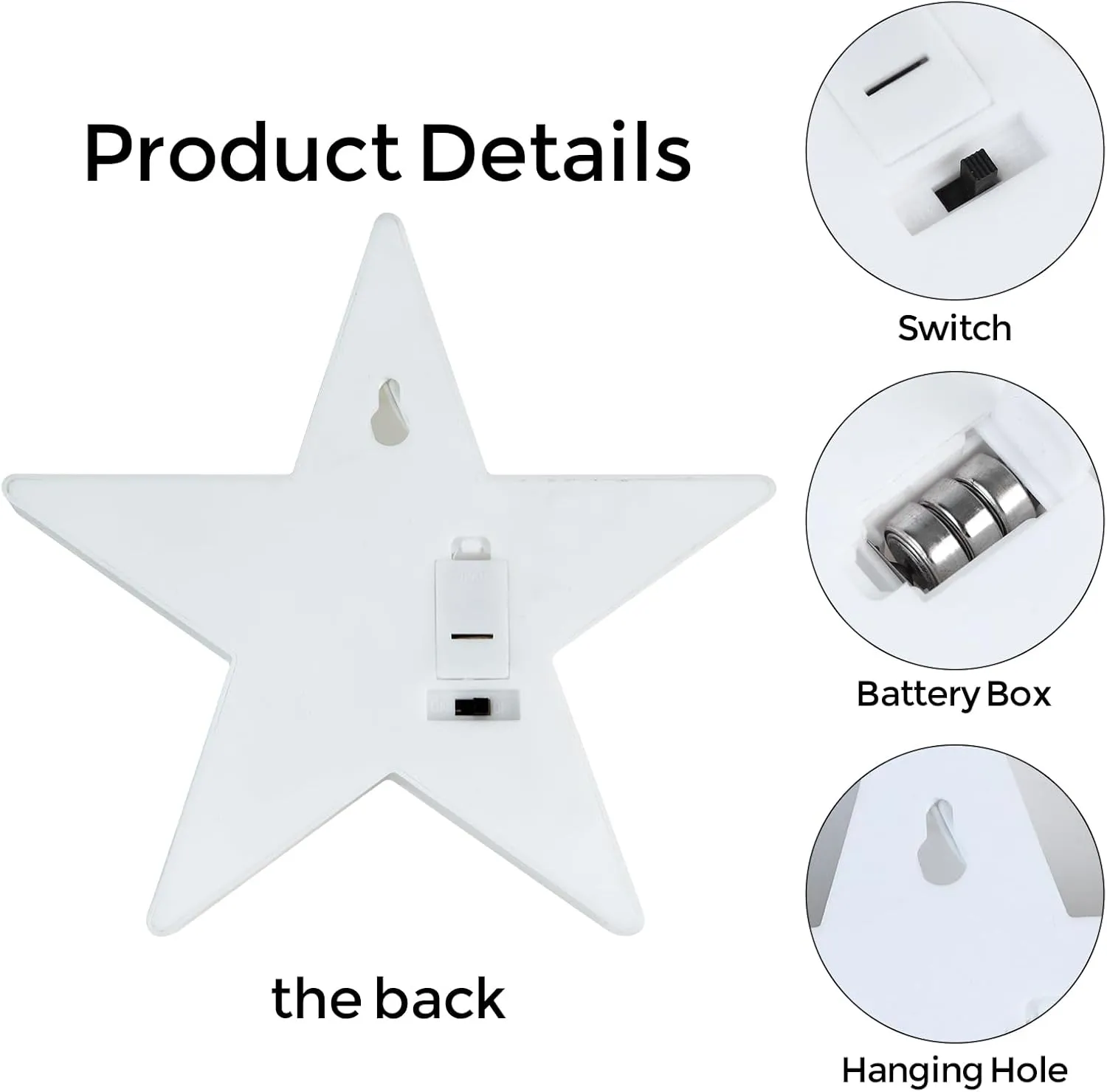 clothmile 3 PCS LED Night Light LED White Star Night Light Can Be Hung on The Wall Kids Room Light, Suitable for Birthday Party Holiday Decoration Baby Room Nursery Decoration