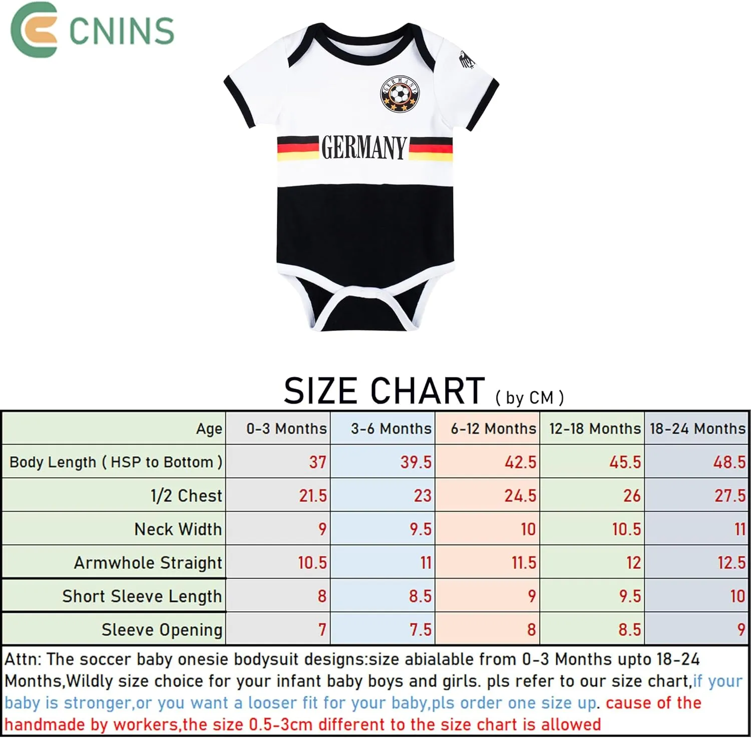 Cnins Baby Soccer Shirts, Onesie Jersey & Outfits for Boys & Girls - Infant & Toddler Soccer Clothes
