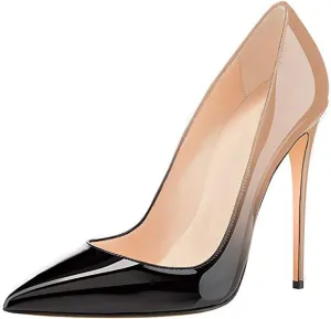 COLETER Women's Sexy Pointed Toe High Heels,4.72 inch/12cm Patent Leather Pumps,Wedding Dress Shoes,Cute Evening Stilettos