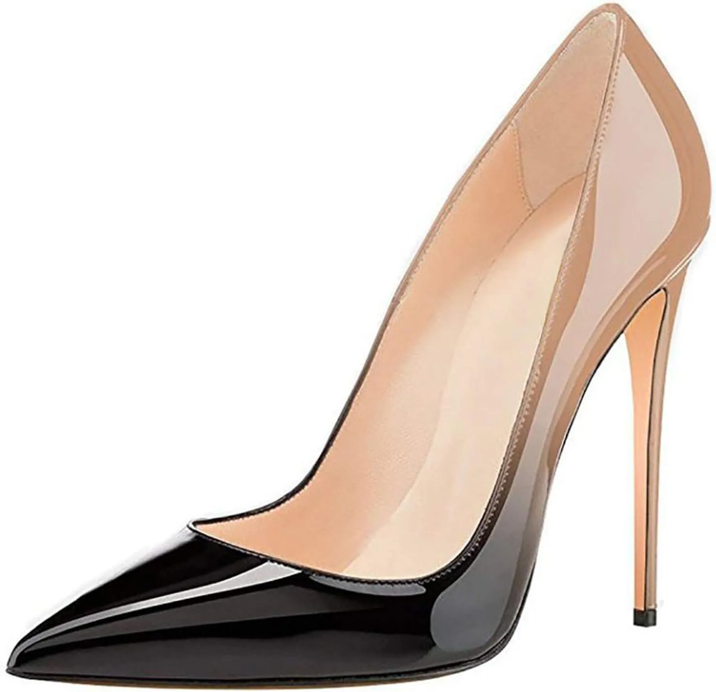 COLETER Women's Sexy Pointed Toe High Heels,4.72 inch/12cm Patent Leather Pumps,Wedding Dress Shoes,Cute Evening Stilettos