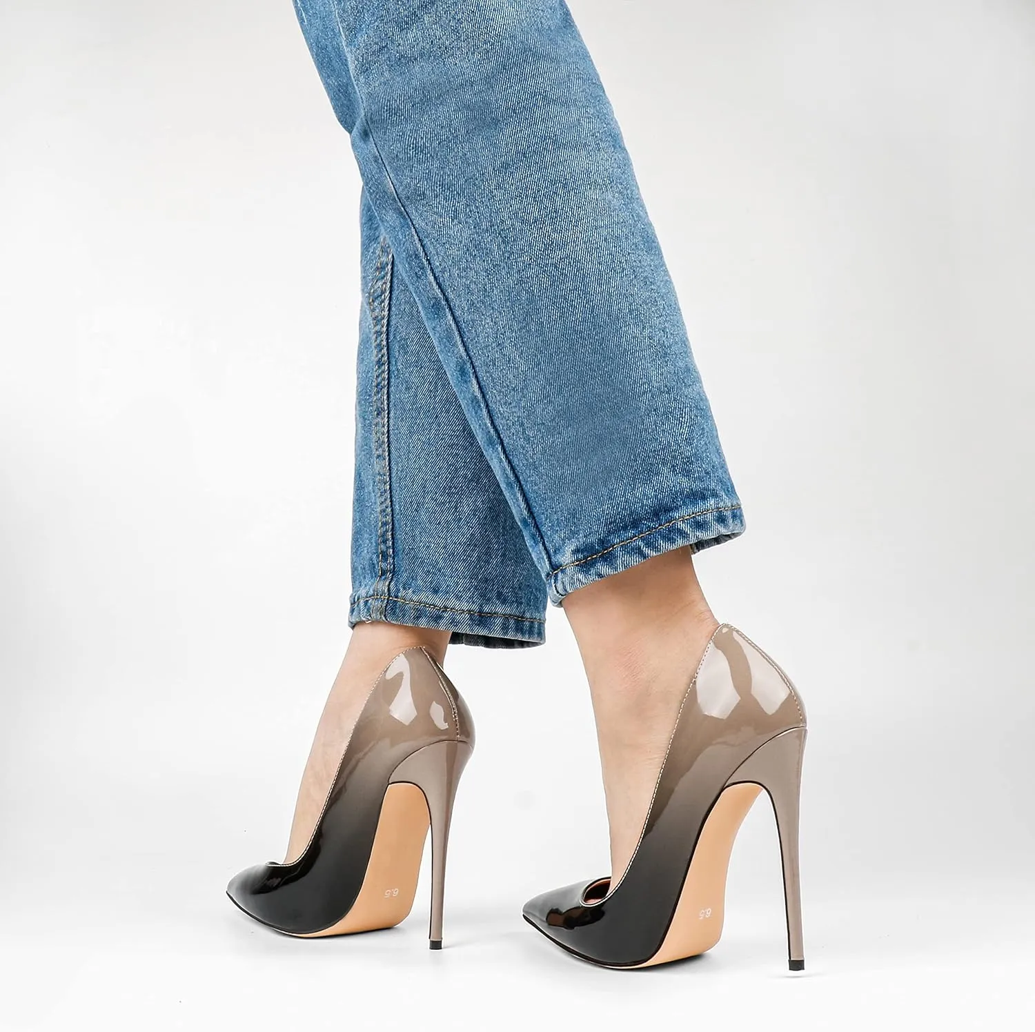 COLETER Women's Sexy Pointed Toe High Heels,4.72 inch/12cm Patent Leather Pumps,Wedding Dress Shoes,Cute Evening Stilettos