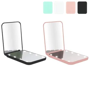 Compact Mirror, 1x/3x Magnifying LED Pocket Mirror, Small Lighted Travel Makeup Mirror for Purse, Handbag, Folding, Handheld, 2-Sided Mini Mirror with Lights for Women (Black Pink 2 Pack)