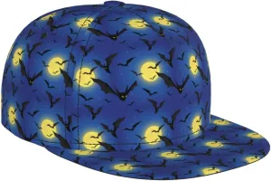Cool Bats Blue Night Starry Sky Flat Bill Hats for Men Snapback Hats for Men Mens Baseball Trucker Dad Hats Cap
