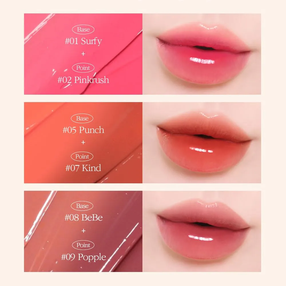 COSNORI Flow Wave Lip Tint - Vegan Glassy Lip Gloss, Lightweight & Long-lasting, Plant-derived Oil Moisturizer, K-Beauty (02 PINK RUSH)