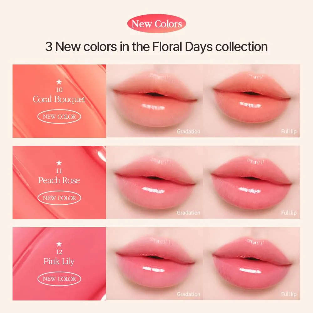 COSNORI Flow Wave Lip Tint - Vegan Glassy Lip Gloss, Lightweight & Long-lasting, Plant-derived Oil Moisturizer, K-Beauty (02 PINK RUSH)