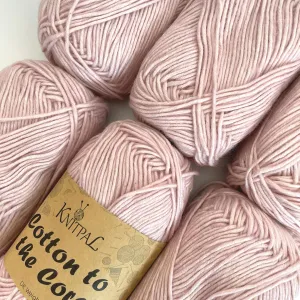 Cotton to The Core Cotton Yarn for Crocheting, 6 Skeins, 852Yds/300G, Free Patterns - Soft Baby Yarn for Knitting - 3 DK Light Worsted Weight - Baby Pink