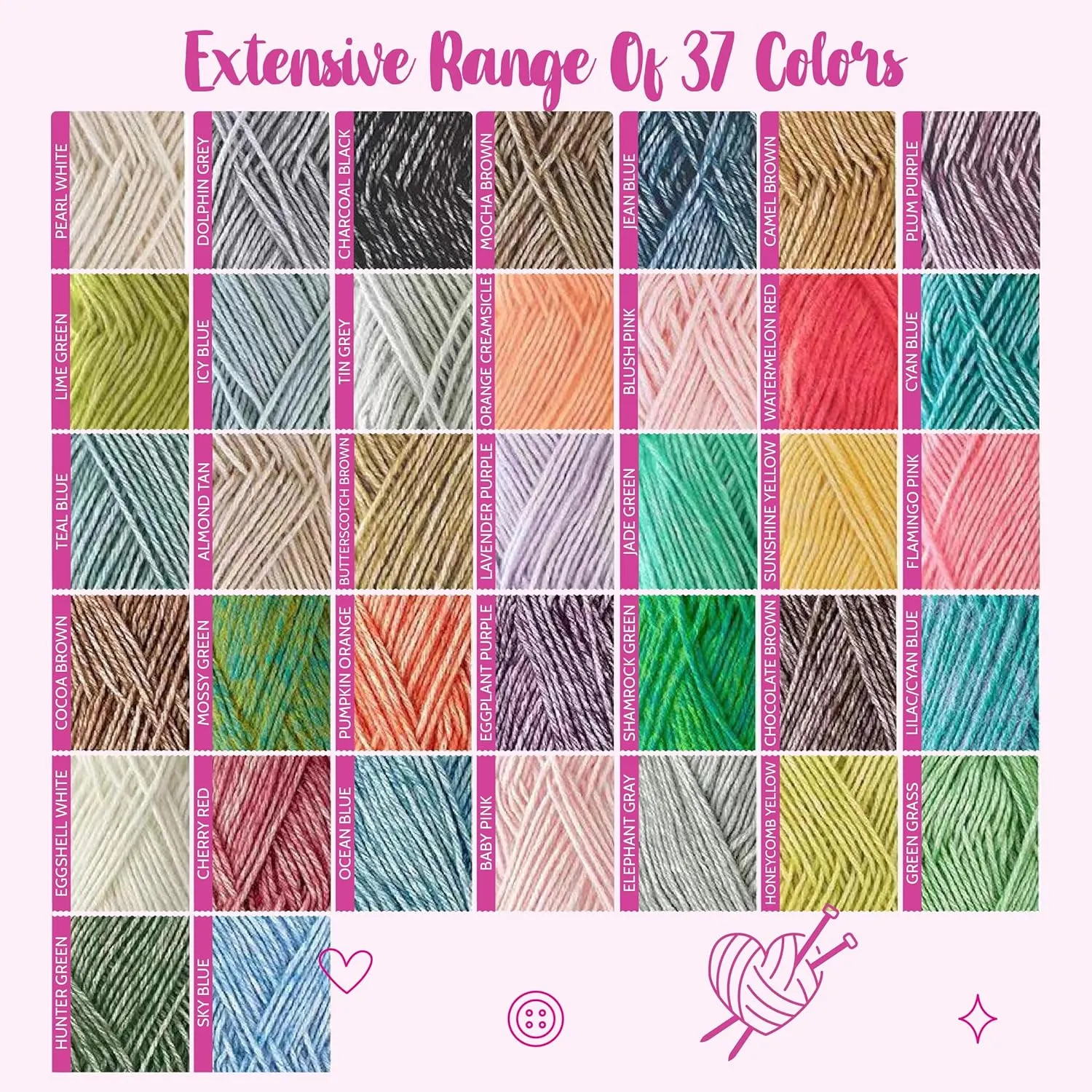 Cotton to The Core Cotton Yarn for Crocheting, 6 Skeins, 852Yds/300G, Free Patterns - Soft Baby Yarn for Knitting - 3 DK Light Worsted Weight - Baby Pink