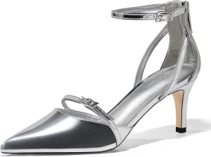 Coutgo Women's Stiletto High Heels Closed Pointed Toe Buckle Ankle Strap Pumps Wedding Party Dress Shoes
