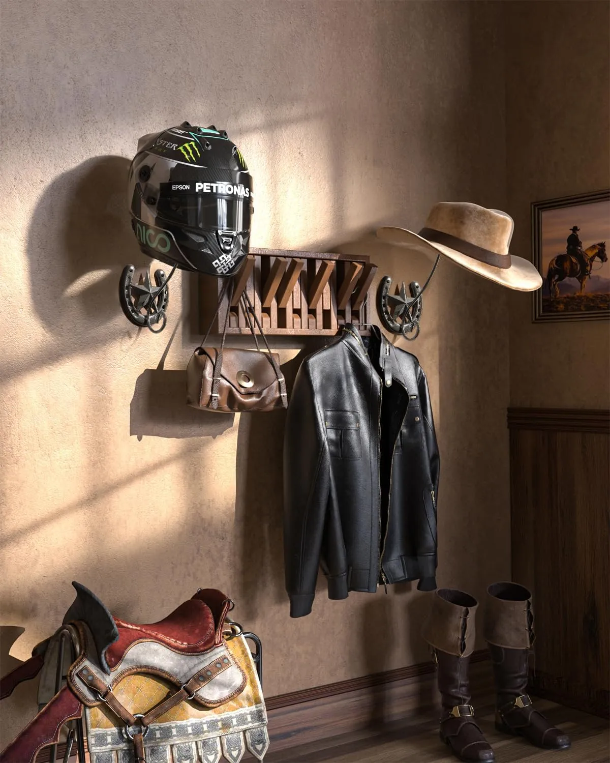Cowboy Hat Holder for Wall 2 Pack Metal Iron Cowboy Hat Rack Western Hat Hanger Horseshoe Hooks Storage Cowboy Hat Organizer Display Closet Bedroom Living Room Western Gifts Wall Decor