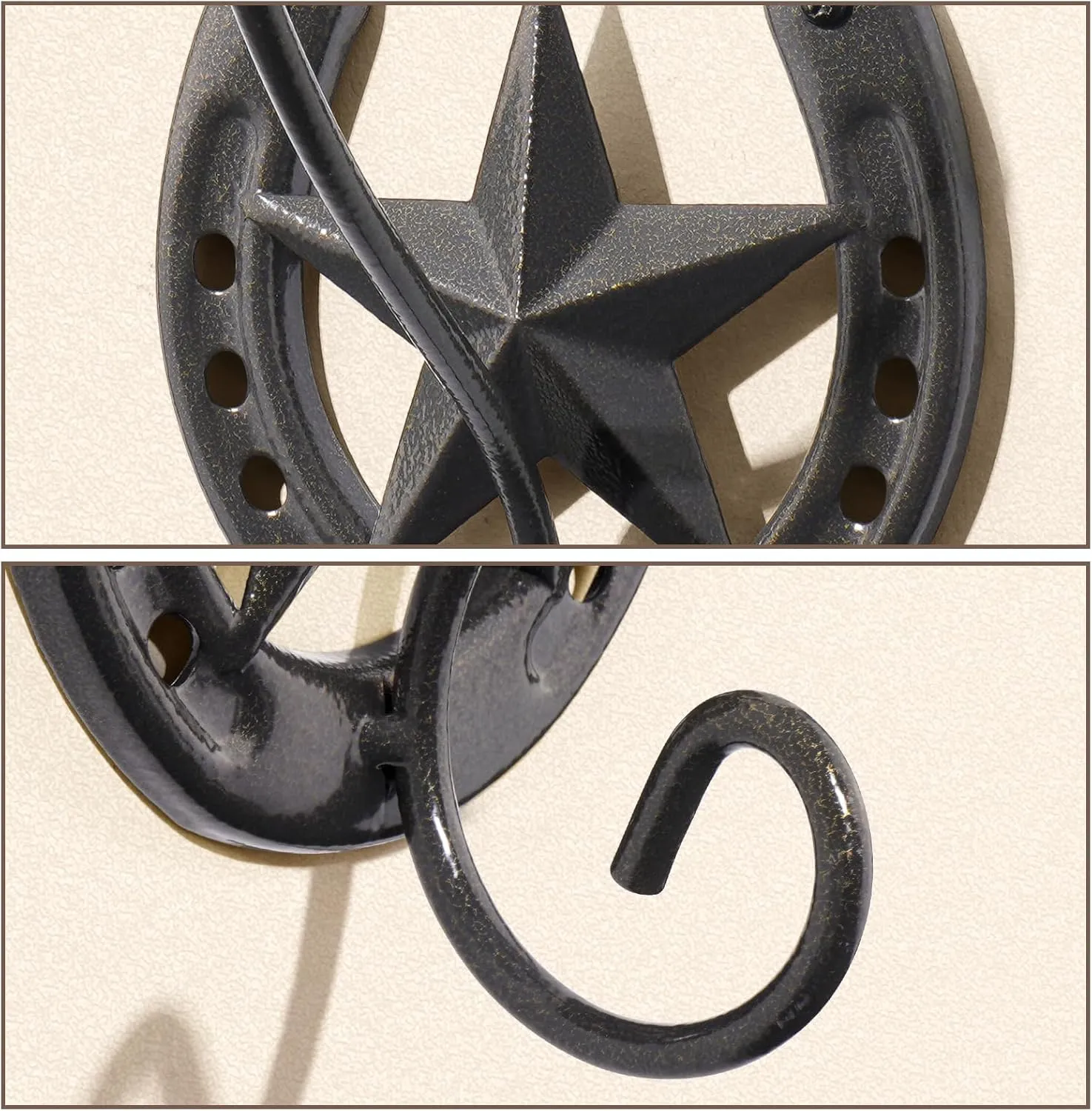 Cowboy Hat Holder for Wall 2 Pack Metal Iron Cowboy Hat Rack Western Hat Hanger Horseshoe Hooks Storage Cowboy Hat Organizer Display Closet Bedroom Living Room Western Gifts Wall Decor