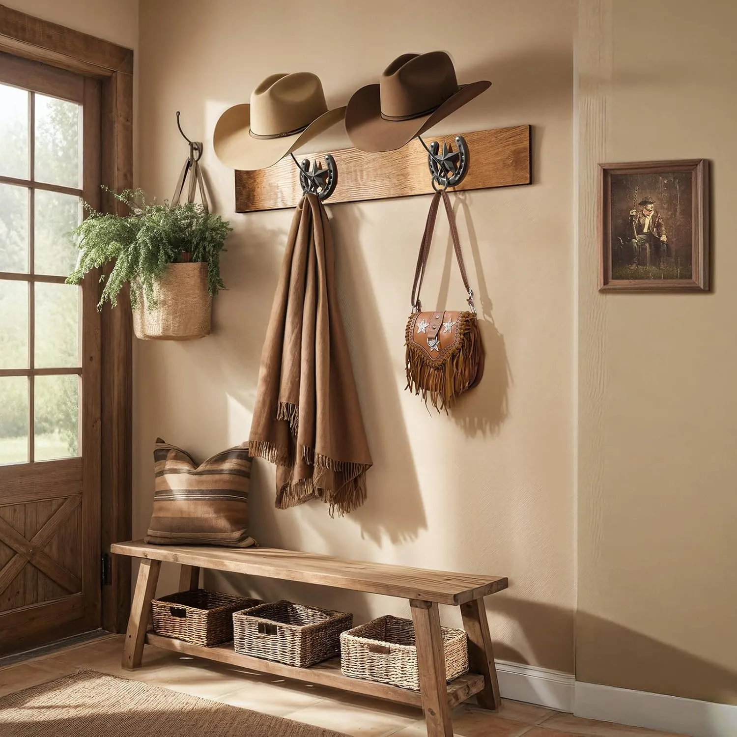 Cowboy Hat Holder for Wall 2 Pack Metal Iron Cowboy Hat Rack Western Hat Hanger Horseshoe Hooks Storage Cowboy Hat Organizer Display Closet Bedroom Living Room Western Gifts Wall Decor
