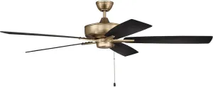 Craftmade Lighting S60SB5-60BWNFB Super Pro - 60 Inch 5 Blade Ceiling Fan, Satin Brass Finish with Black Walnut/Flat Black Blade Finish