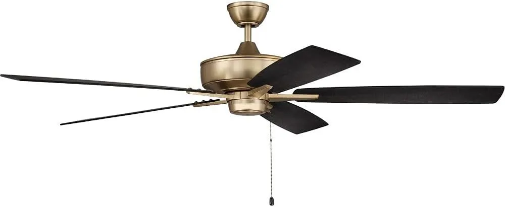 Craftmade Lighting S60SB5-60BWNFB Super Pro - 60 Inch 5 Blade Ceiling Fan, Satin Brass Finish with Black Walnut/Flat Black Blade Finish