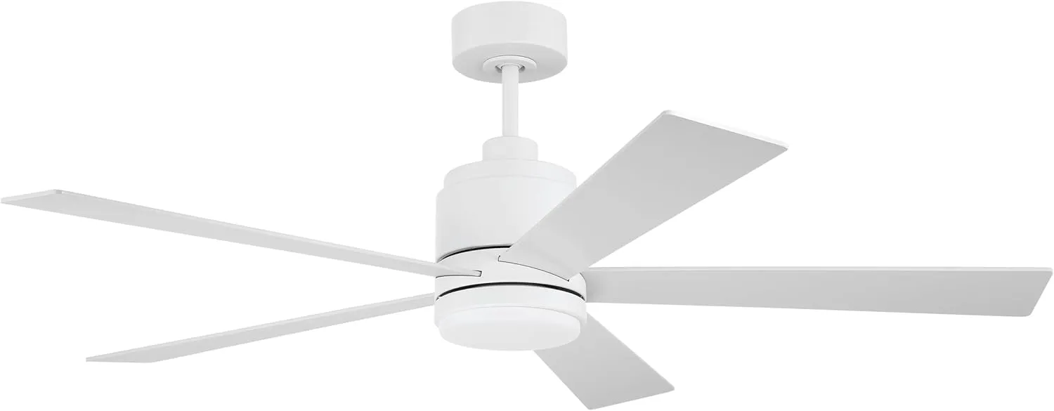 Craftmade McCoy 5-Blade 52" White Finish Ceiling Fan with Optional LED Light Kit & Hard Wired, 4 Speed Control Included