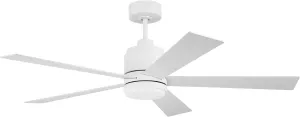 Craftmade McCoy 5-Blade 52" White Finish Ceiling Fan with Optional LED Light Kit & Hard Wired, 4 Speed Control Included