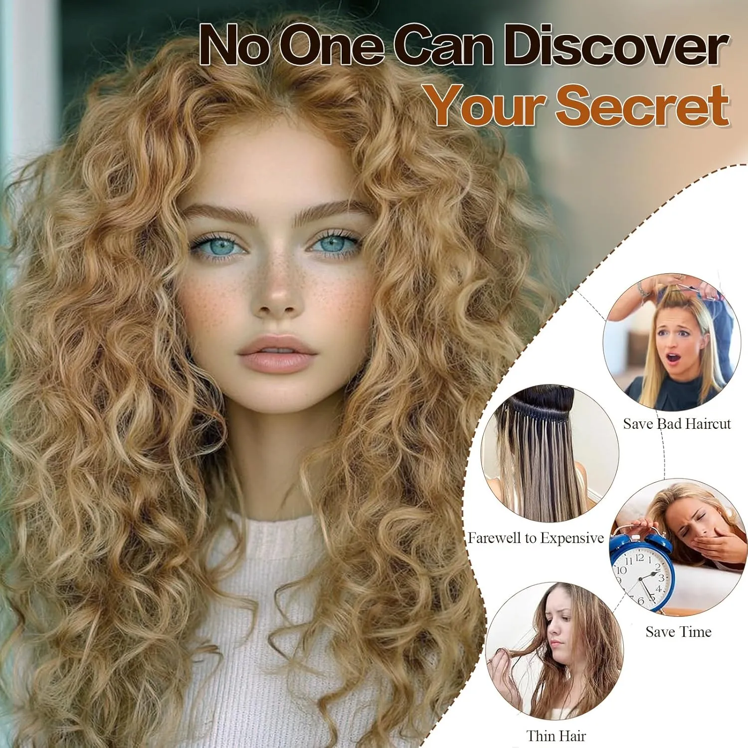 Curly Hair Extensions,LEOSA 4PCS 16 inch Clip in Hair Extensions Short Soft Natural Hairpiece Lace Weft Curly Wave Clip Ins Extensions Invisible for Women,Glden Light Blonde with Highlights
