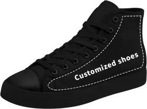 Custom Couple High-top Canvas Shoes for Men&Women Gift for Lovers Personalized Photo Name Light-Weight Flat Casual Sneaker