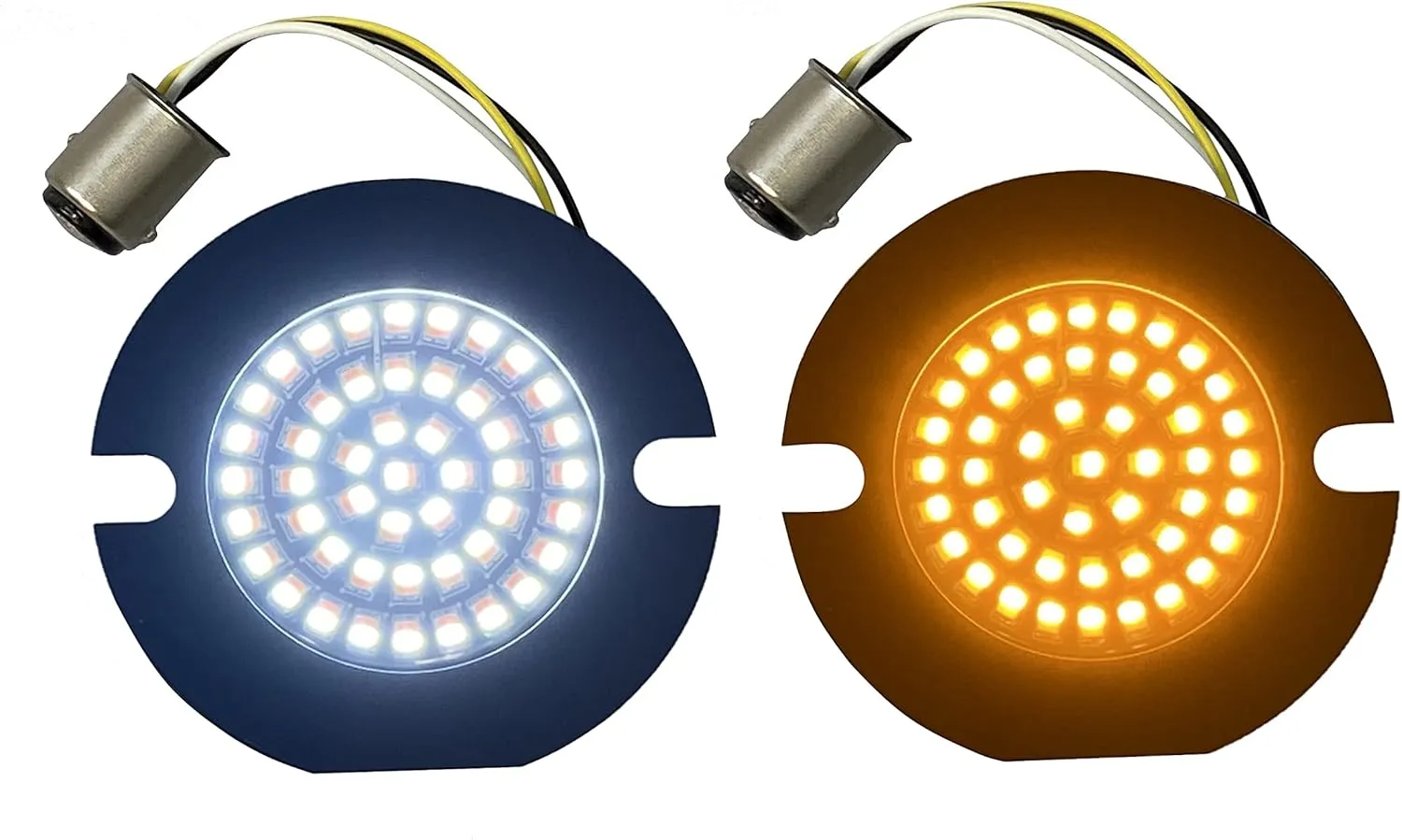 Custom Dynamics Genesis® 4 Solid Amber/White (Halo Free) Flat Style LED Motorcycle Turn Signal Inserts