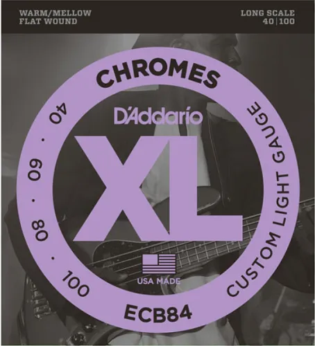 D'Addario  Chromes, Custom Light, Long Scale, 40-100 Bass Guitar Strings ECB84