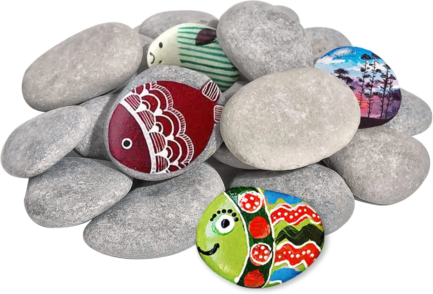 DALTACK 20PCS Large Painting Rocks, Natural River Rocks, Flat Rocks for Painting, 2-3 Inches Stones for Arts & Crafting…
