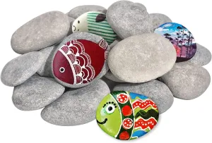 DALTACK 20PCS Large Painting Rocks, Natural River Rocks, Flat Rocks for Painting, 2-3 Inches Stones for Arts & Crafting…