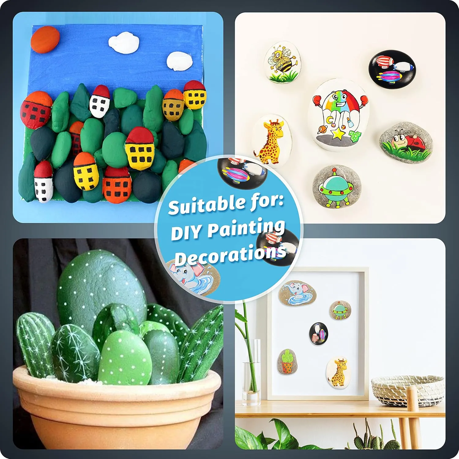 DALTACK 20PCS Large Painting Rocks, Natural River Rocks, Flat Rocks for Painting, 2-3 Inches Stones for Arts & Crafting…