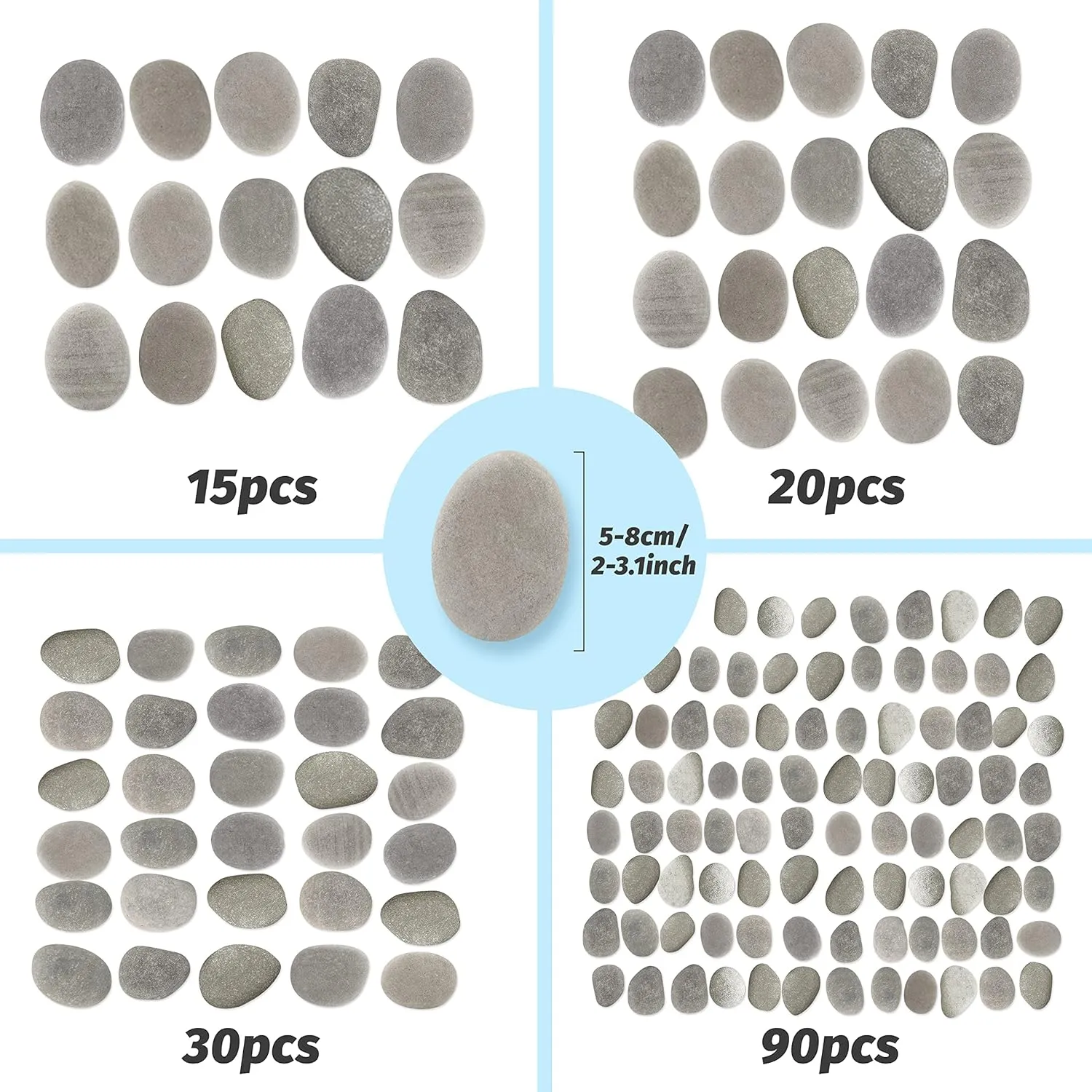 DALTACK 20PCS Large Painting Rocks, Natural River Rocks, Flat Rocks for Painting, 2-3 Inches Stones for Arts & Crafting…