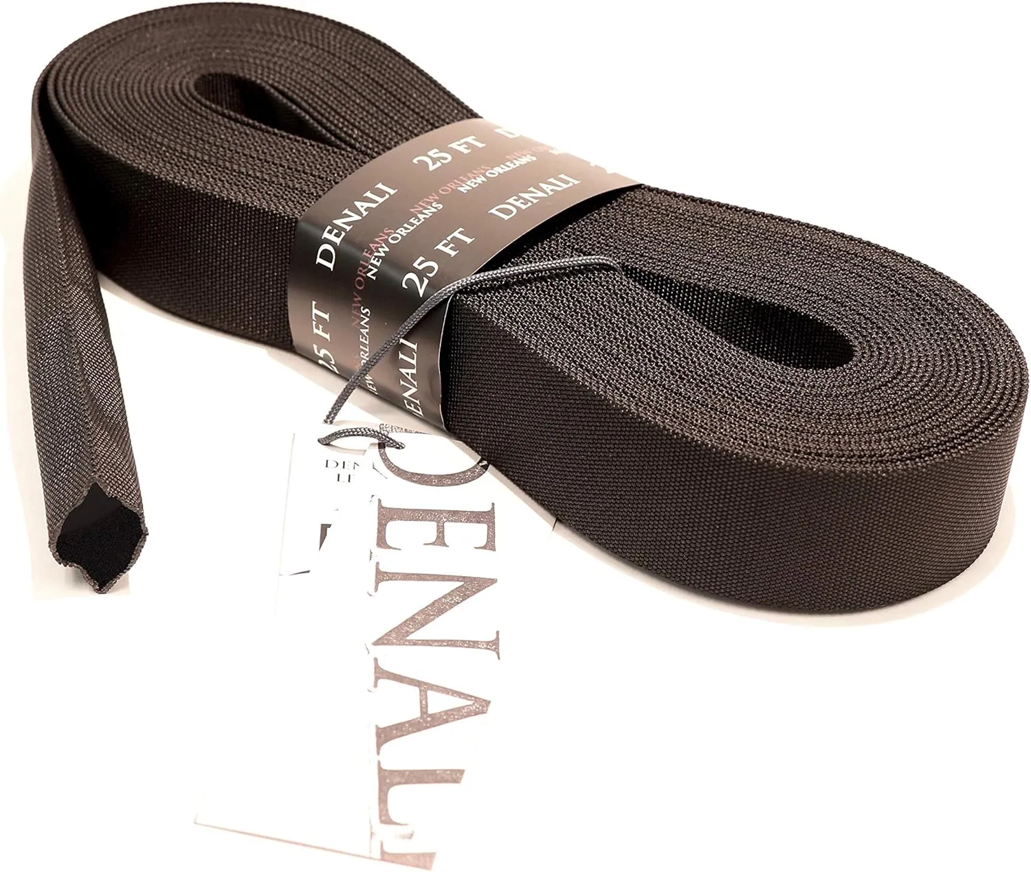 Denali Lead 1.5 Inch Tubular Webbing (Nylon, 1-1/2inch) (25 ft, Black)